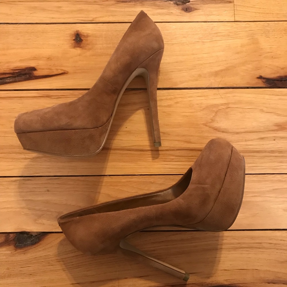 Bakers Tan Suede Platform Pumps